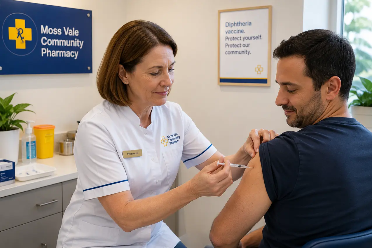 A pharmacist preparing to administer a vaccination to a patient